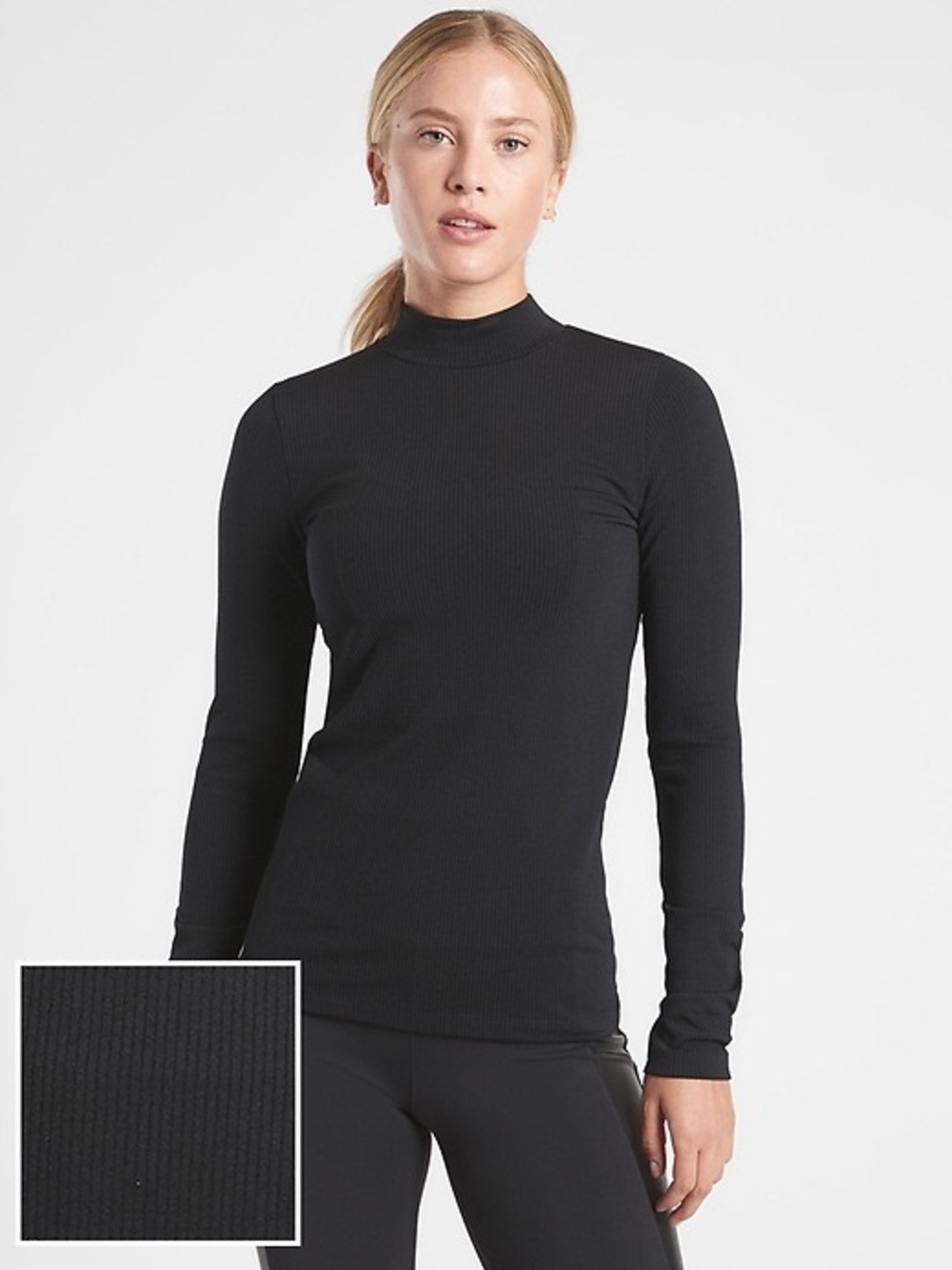 Athleta Renew Seamless Mock Neck Top black size small